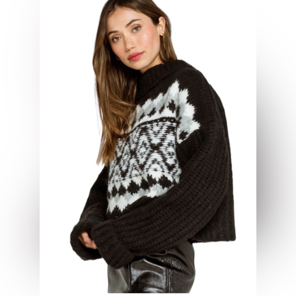 NWT Free People Alpine Pullover sweater in the Onyx Combo size M